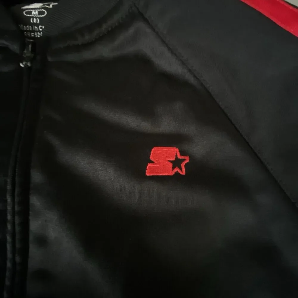 Starter Boy's Track Jacket Medium 8 Black Red Full Zip Athletic Youth Logo
